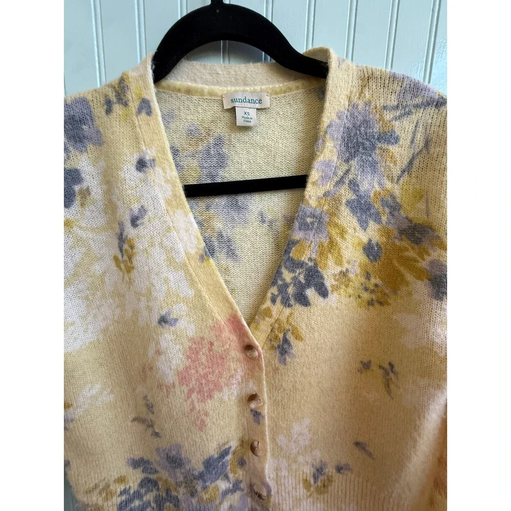 Sundance Floral Cardigan V-Neck Button Front XS Cottagecore Romantic Soft girl